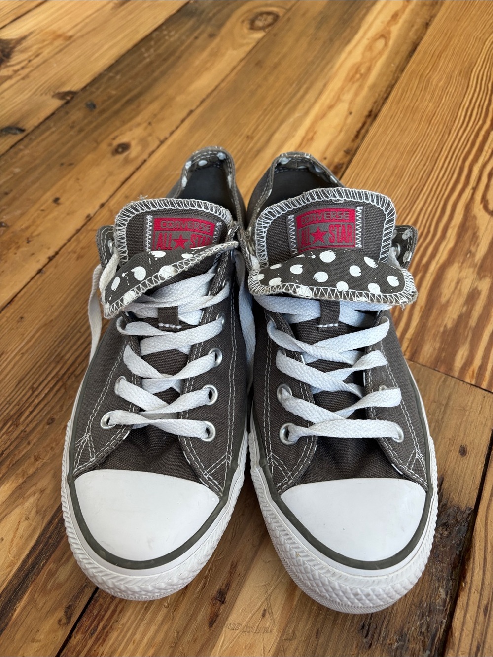 Converse Low Top Sneakers in Gray with White Accents